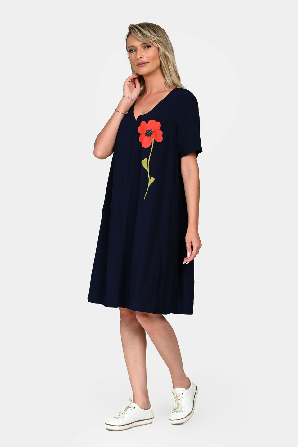 Rochie Dama, Eranthe, V-Neckline V342, cu Pictura Realizata Manual - 2 | YEO